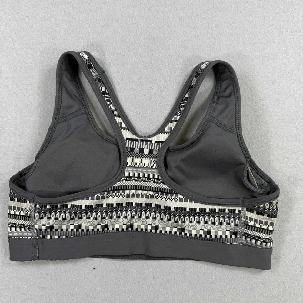 Nike Sports Bra Women Medium Gray Geometric Aztec Dri-FIT Racerback Athletic Gym